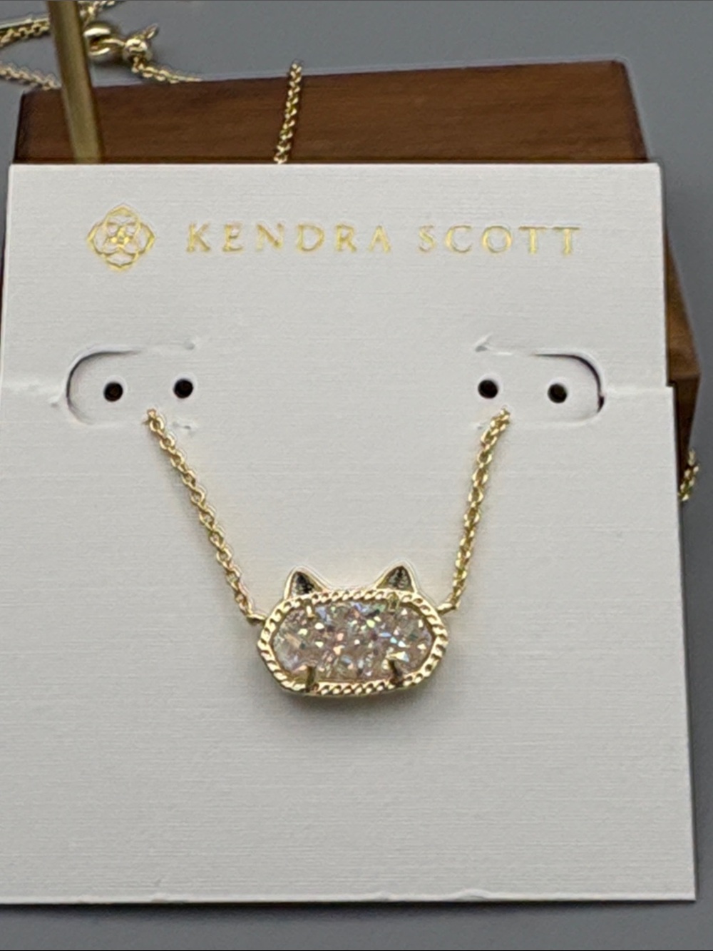 Kendra Scott Gold Iridescent Druzy Cat Pendant Necklace